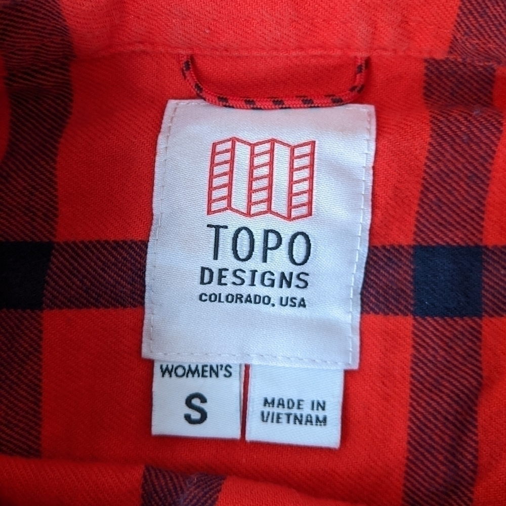 Topo Designs Red Flannel Shirt Dress Size Small - Picture 8 of 11